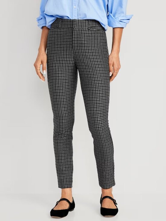 Old Navy High-Waisted Pixie Skinny Ankle Pant in Gray Houndstooth (Size: 10) - Picture 1 of 2